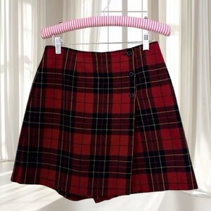 VTG The Limited Red Wool Plaid Tartan Skort Size 8 Made in Italy
